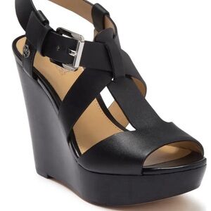 Michael Kors Izzy black wedges size 7